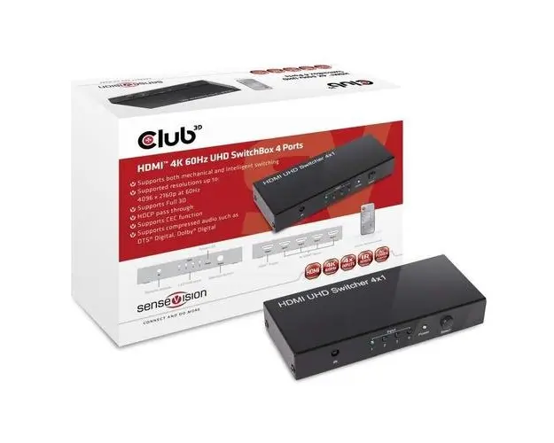 Switchbox Club3D SenseVision HDMI 2.0 UHD 4 porturi