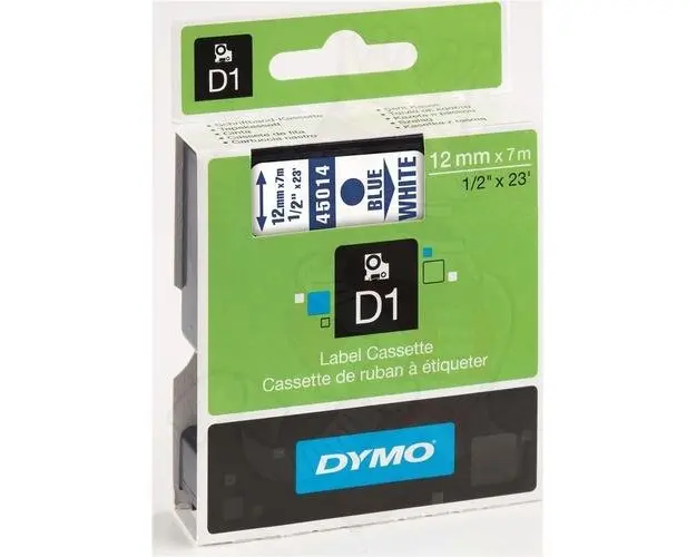 Banda laminata Dymo D1 DY45014, 12mm, Albastru/Alb