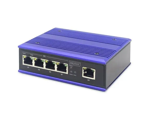 Comutator PoE Fast Ethernet Digitus Industrial cu 4 porturi