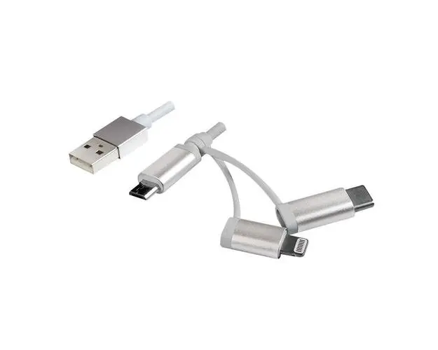 Cablu de date Logilink CU0126, USB, Micro-USB, Lightning, USB-C, 1m (Alb)