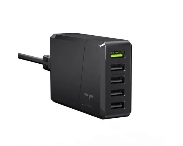 Incarcator Green Cell CHARGC05, 5 x USB, Fast Charging 52W (Negru)