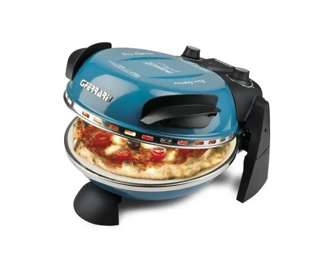 Cuptor pizza G3Ferrari Delizia Albastru special cu suprafata de coacere din piatra refractara, termoregulator pana la 390 C si timer cu atentionare sonora