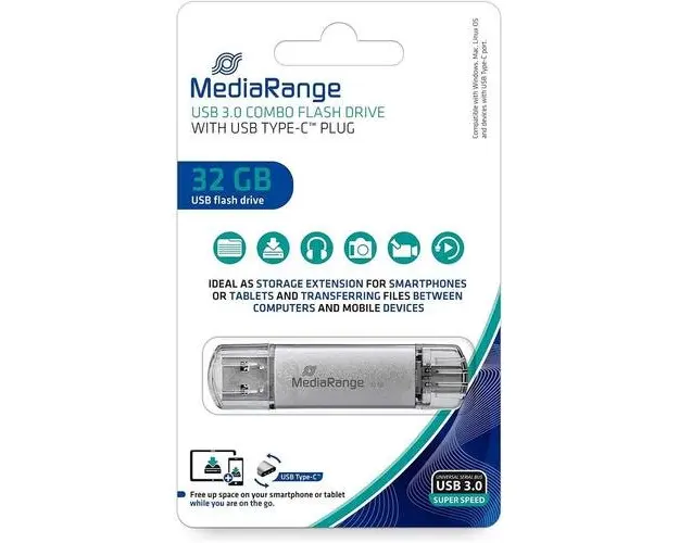 Memorie USB MediaRange MR936 32GB USB-C,Argintiu