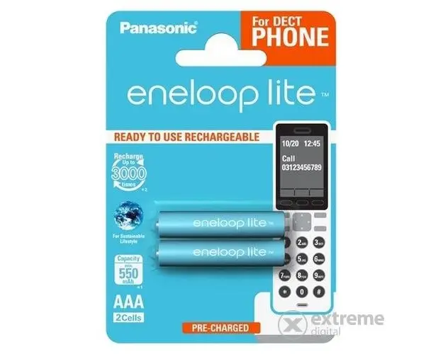 Acumulatori Panasonic Eneloop Lite AAA, 550mAh, Ni-MH, 2 bucati