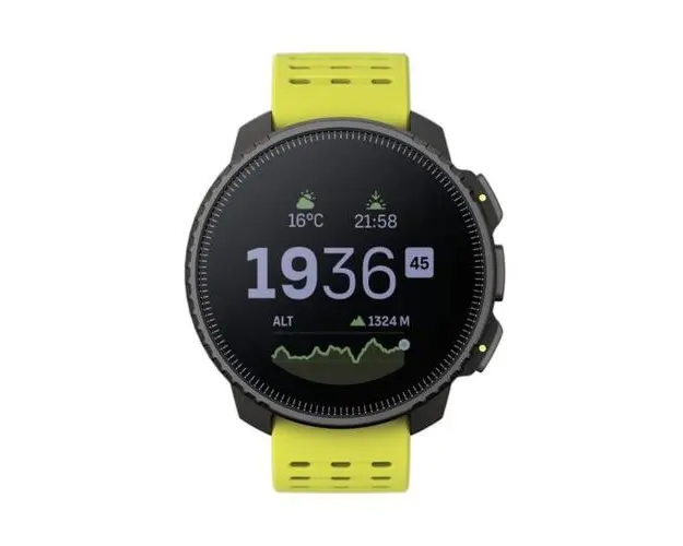 Ceas activity tracker Suunto VERTICAL Lime, Bluetooth, Bratara Silicon, Rezistenta la apa (Negru/Galben)
