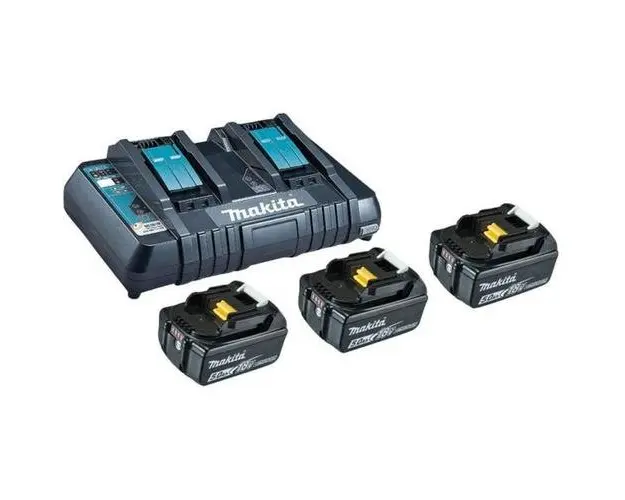 Set 3 acumulatori si incarcator Makita 198458-6, 18 V, 5 Ah