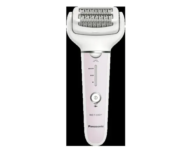 Epilator Panasonic ES-EY80-P503, Wet & Dry, Cordless, 2discuri & 60 pensete, Senzor presiune, Discuri duble, Cap flexibil si pivotant la 90, 3 viteze (Alb/Roz)