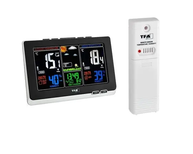 Statie meteo wireless TFA Dostmann 35.1129.01, Prognoza meteo, Presiune atmosferica, Punct roua, Ceas controlat radio cu alarma si functie Snooze