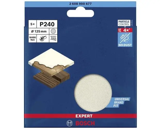 Set 5 foi abrazive tip plasa Bosch EXPERT M480 Net, 125mm, P240