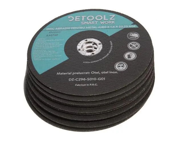 Set 10 discuri abrazive pentru metal Detoolz DZ-C296-S010-G01, 180 mm