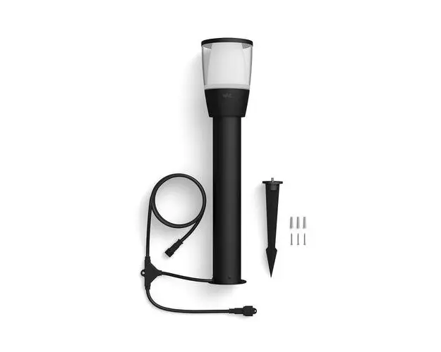 Stalp LED RGB extensie pentru iluminat exterior WiZ Connected Elpas Bollard, 3.6W, 400 lm, lumina alba si color (2700-5000K), IP65, 52x11cm, Negru