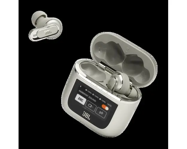 Casti True Wireless JBL Tour Pro 2, Smart Case, True Adaptive Noise Cancelling, Smart Ambient, Spatial Sound (Bej)