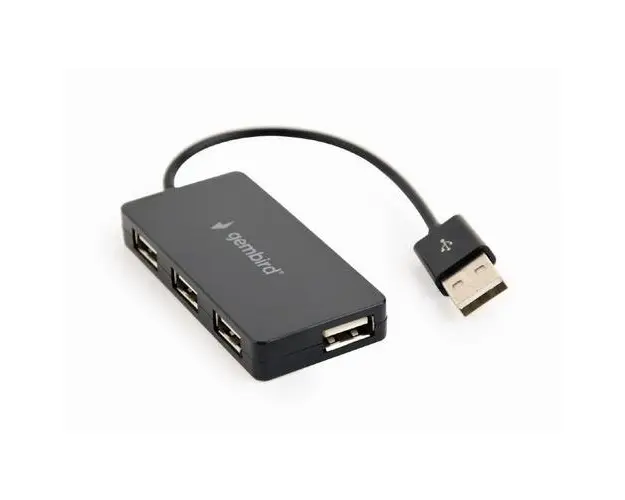 HUB extern GEMBIRD, porturi USB: USB 2.0 x 4, conectare prin USB 2.0, cablu 0.15 m, Negru