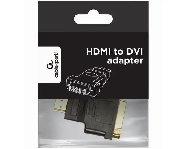 Adaptor video Gembird, HDMI (T) la DVI-I DL (M), conectori auriti, Negru, A-HDMI-DVI-3