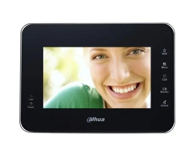 Monitor videointerfon Dahua VTH1560B, LCD, 7 inch. 5 butoane touchscreen (Negru)