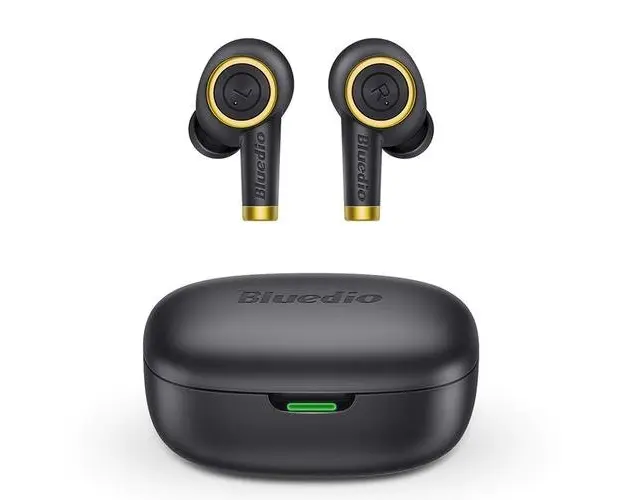 Casti True Wireless Bluedio Particle, Bluetooth v5.0, carcasa de incarcare 650mAh, Microfon, VFT (Negru)