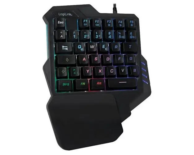 Tastatura Gaming pentru o mana LogiLink, Functie iluminare (Negru)