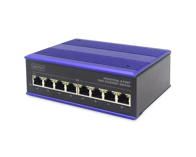 Comutator Fast Ethernet, Digitus, Industrial cu 8 porturi