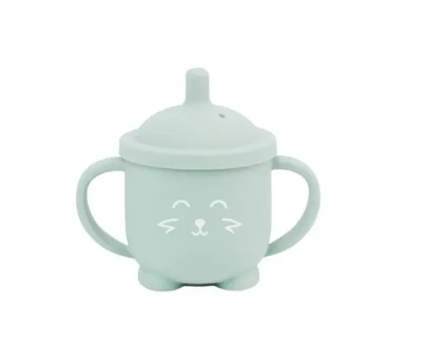 Cana cu pai din silicon Babymoov Vulpita, 160 ml (Verde)