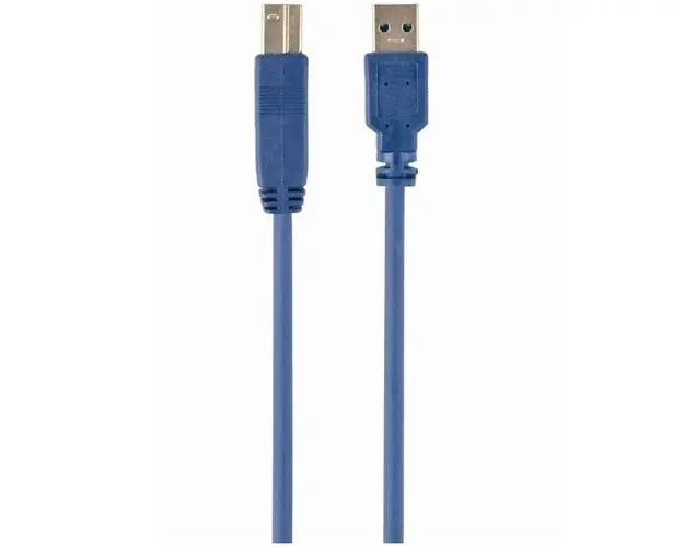 Cablu USB Gembird pentru imprimanta, USB-A 3.0 la USB-B 3.0, 0.5m, conectori auriti, Albastru, CCP-USB3-AMBM-0.5M