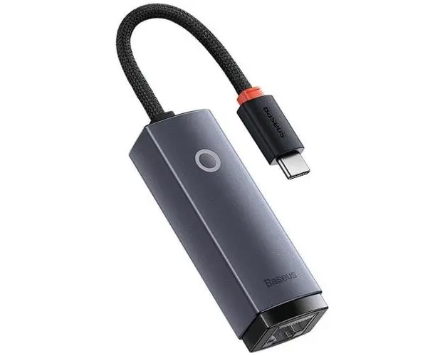 Adaptor placa de retea Baseus Lite WKQX000313, USB Type-C - RJ-45 Gigabit LAN, metalic, LED, Gri