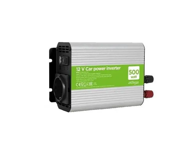 Inverter Energenie EG-PWC500-01, cu sinusoida simulata, Inverter auto, 500W, Schuko x 1, USB 5V 2.1A, baterie 10-16V