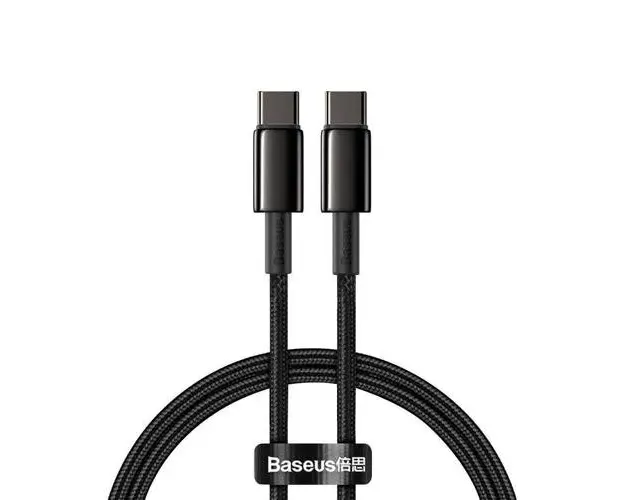 Cablu de date Baseus Tungsten Gold, 2 x USB Type-C, Power Delivery 100 W, 2m (Negru)