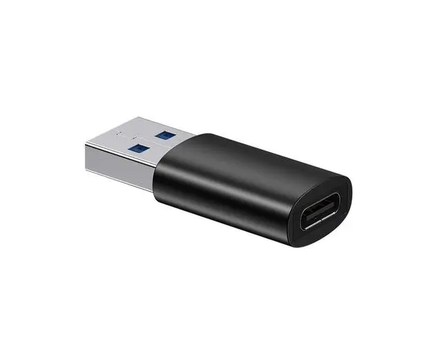 Adaptor, Baseus, USB-A la USB-C, Aluminiu, Negru