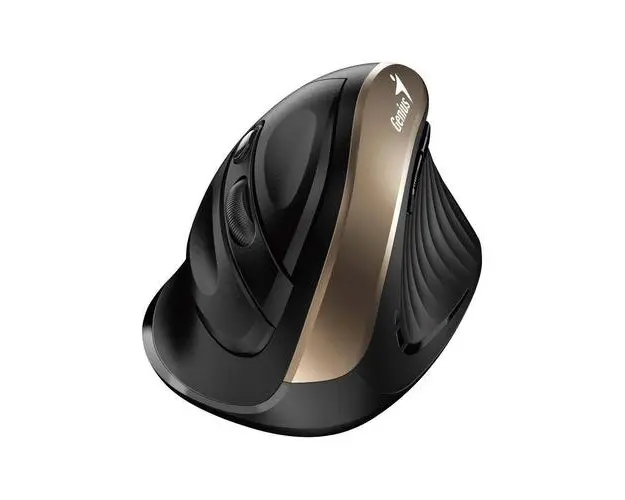 Mouse Genius, Ergo „NX-8250S”, PC sau NB, wireless, 2.4GHz, optic, 1600 dpi, butoane/scroll 5/1, Negru/Auriu