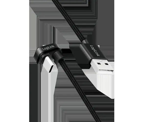 Cablu alimentare si date LOGILINK, USB Type-C (T) la USB-A (T), 180 grade, 1m, Negru