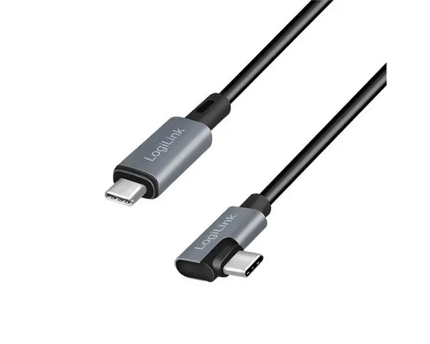 Cablu alimentare si date LOGILINK, USB Type-C (T) la USB Type-C (T) la 90 grade, 2m, PD 100W