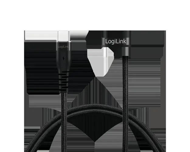 Cablu alimentare si date LOGILINK, USB 2.0, USB Type-C (T) la USB Type-C (T) la 180 grade, 2m, Negru