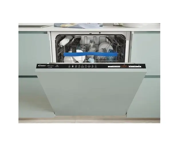 Masina de spalat vase incorporabila Candy CELDIMN 2D620PBE, 16 seturi, 9 programe, Aquastop, Auto door open, Filtru antibacterian, Maxi plate, Conectare WiFi, Simply-Fi, Clasa E, 60 cm (Alb)