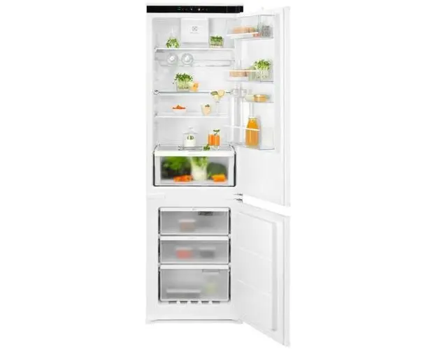 Combina frigorifica incorporabila Electrolux LNG7TE18S, 256 L, Fresh Frost Free - No Frost, Control electronic, Control umiditate, Ventilator interior, Clasa E, H 178 cm (Alb)