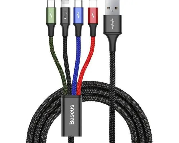Cablu de date Baseus, USB - Lightning/MicroUSB/2 x USB la USB Type-C, 1.2 m, Negru