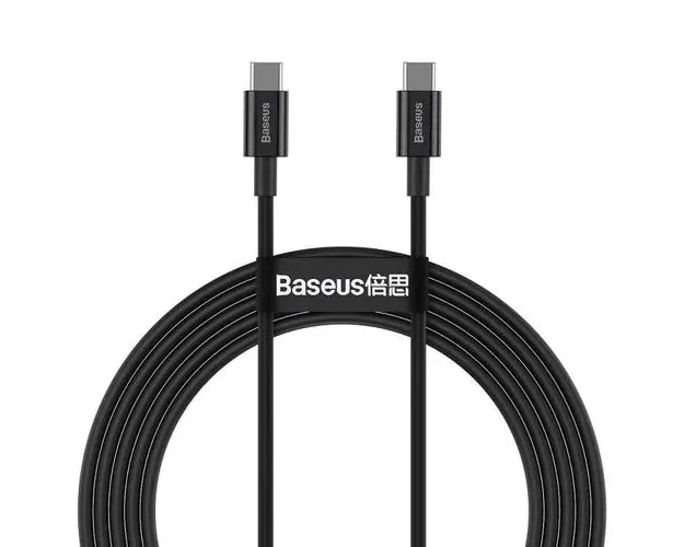 Cablu de Date si Incarcare Baseus Superior Series CATYS-C01, USB Type-C la USB Type-C, 2m, 100W, Negru