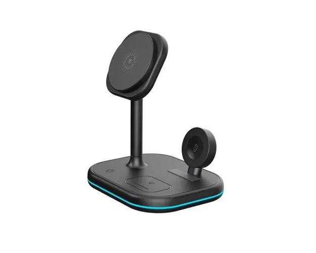 Incarcator Wireless 3 in 1 TECH-PROTECT A27, Magnetic MagSafe, 15W, Cablu USB-C 1m inclus (Negru)