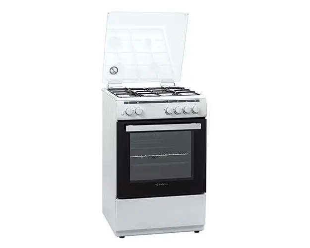 Aragaz Studio Casa Flavia, 60 x 60 cm, 4 ochiuri gaz, Grill gaz, Rotisor, Timer, Capac sticla (Alb)