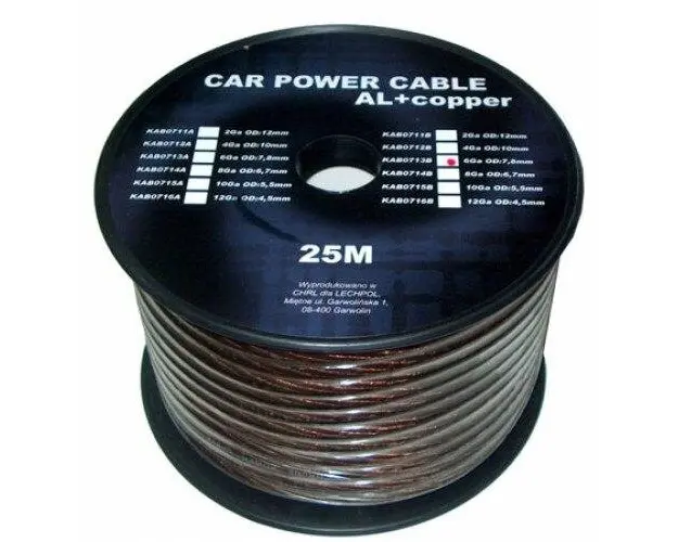 Cablu putere CU-AL 2GA (12mm/33.62mm2) 25m NE