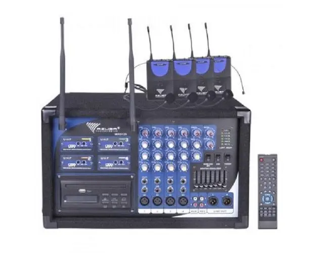 Statie Azusa MIK0125, 4 Microfoane Tip Casca Pa-180 Uhf + Microfon Profesional Wireless WVNGR HIFI (Negru)