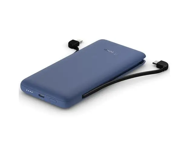 Acumulator Extern Belkin Boost Charge PLUS, 10000 mAh, USB-C, Lightning, cu cabluri integrate (Albastru)