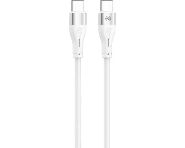 Cablu silicon Tellur Type-C to Type-C, 3A, PD60W, 1m, Alb