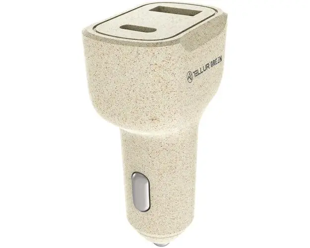 Incarcator auto Tellur Green, 36W, 6A, PD18W + QC 3.0 (Crem)