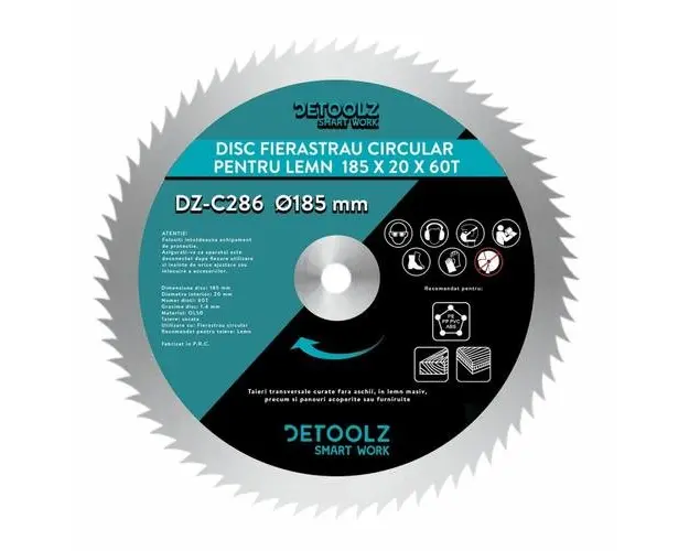 Disc fierastrau circular pentru lemn 185x20x60T Detoolz DZ-C286