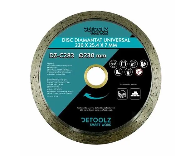 Disc diamantat universal 230x25.4x7mm Detoolz DZ-C283
