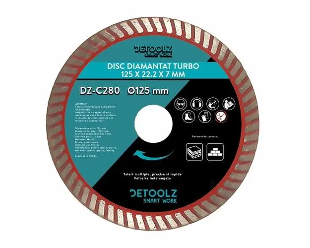 Disc diamantat turbo 125x22.2x7mm Detoolz DZ-C280