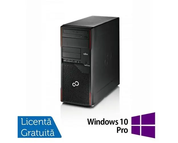 Calculator Sistem PC Refurbished Fujitsu Esprimo P710 Tower, Intel Core i7-3770 3.40GHz, 8GB DDR3, 256GB SSD, DVD-ROM + Windows 10 Pro