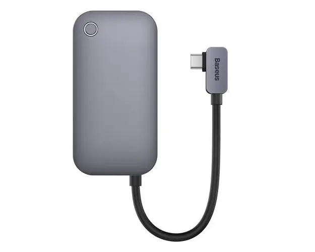 Hub PadJoy cu 4 porturi, Baseus, HDMI 4K/USB 3.0/Type-C PD/Mini Jack 3.5 mm (Gri/Negru)