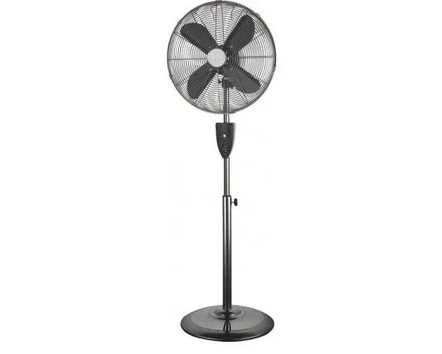 Ventilator cu picior MPM MWP-13M, Metal cromat, Structura robusta, 3214 mc/h, Silentios, 50 W, 3 trepte de viteza, Palete din aluminiu cu diametru de 40 cm (Negru/Argintiu)