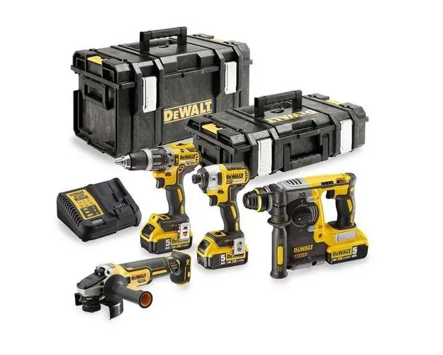 Set combo 4 scule Dewalt DCK422P3-QW, Li-Ion 18 V, 3 acumulatori, incarcator si valiza transport